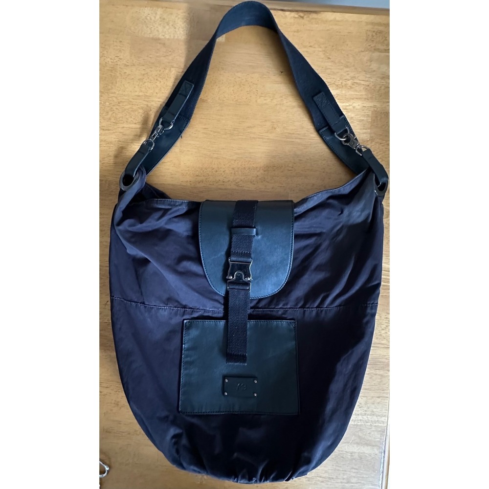 Y-3 Yohji Yamamoto Adidas Messenger Bag Black Nylon‎ Leather Crossbody 15" READ